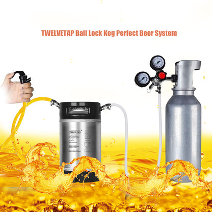 TWELVETAP 2.5Gal/9.5L Beer Keg Corny Tank 304 Stainless Steel Coke Syrup Milk Soda Barrel Rubber Handle Bucket Ball Lock Cornelius Style